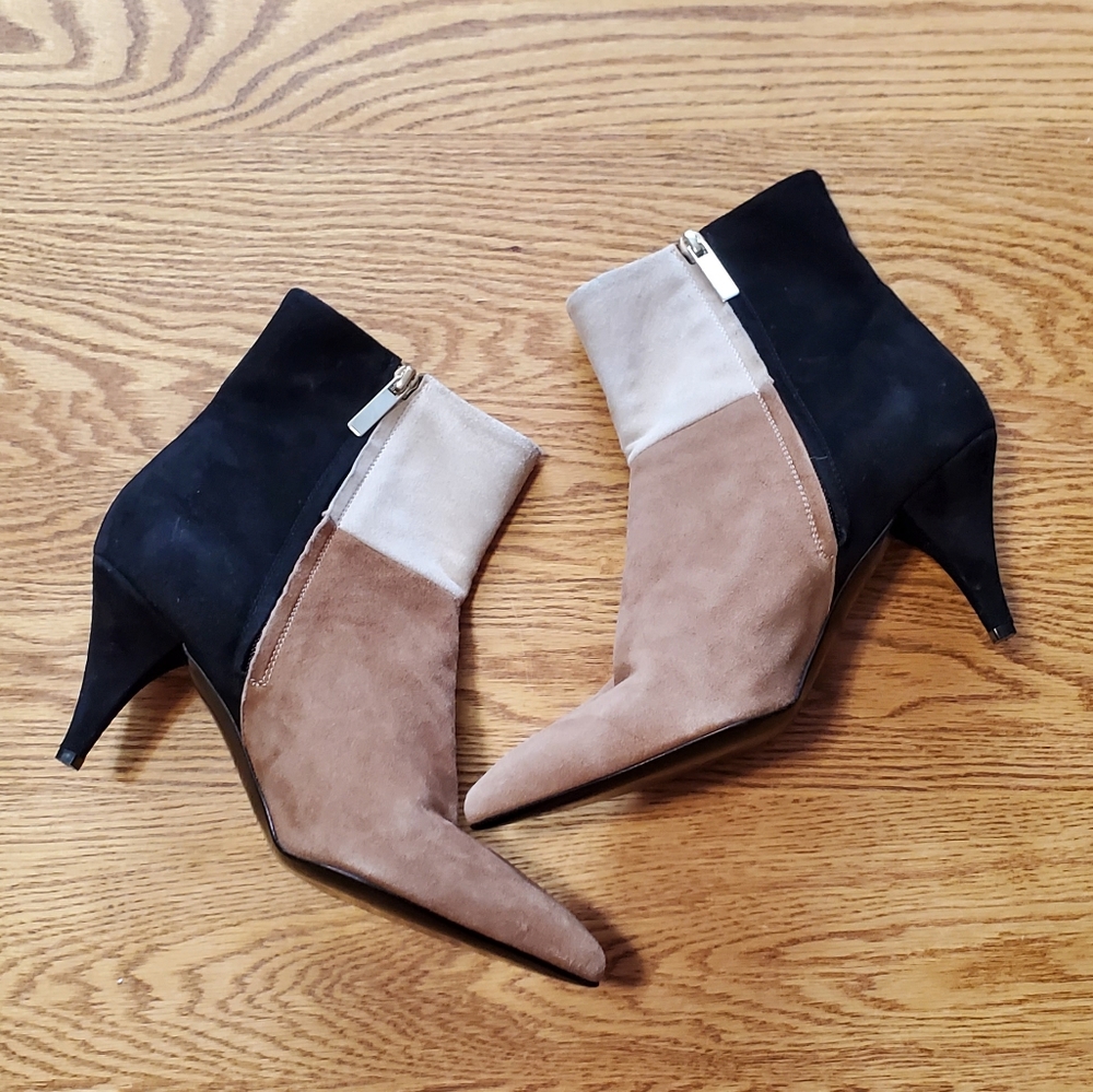 Marina Rinaldi Women's Cammello Leccio Kitten Heel Suede Ankle Boots Sz  39
